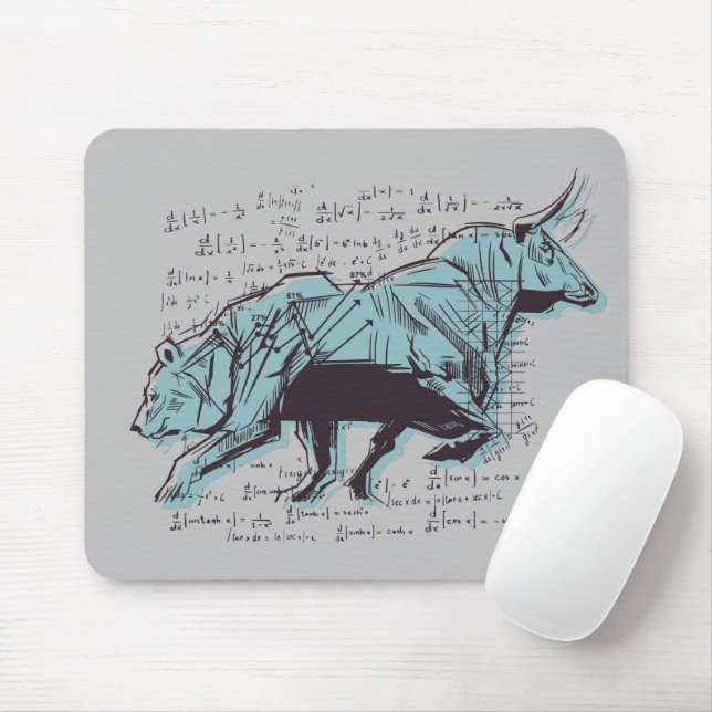 Investor Bull and Bear Stock Market Trading  Mouse Mat (With Mouse)