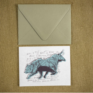 Investor Bull and Bear Stock Market Trading  Postcard