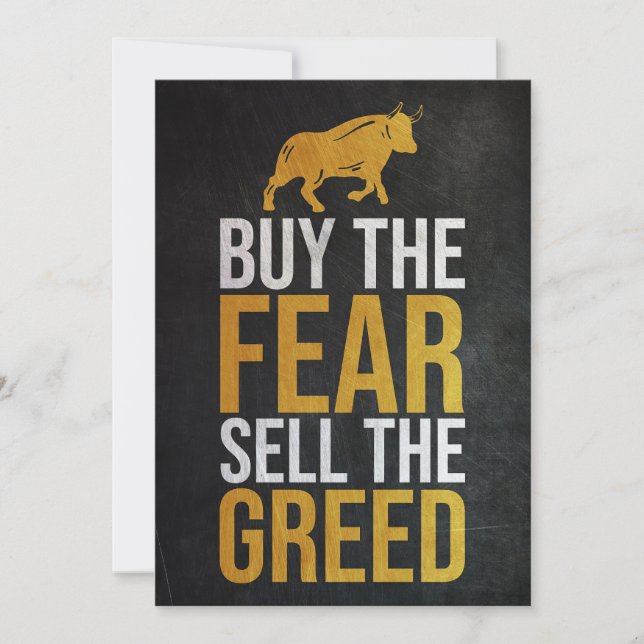 Investor Buy Fear Sell Greed Trader Thank You Card (Front)