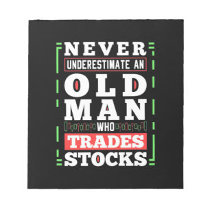 Investor Power Of A Old Man Who Trades Stocks Notepad