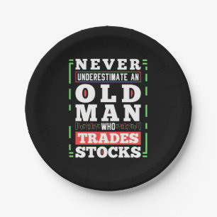 Investor Power Of A Old Man Who Trades Stocks Paper Plate