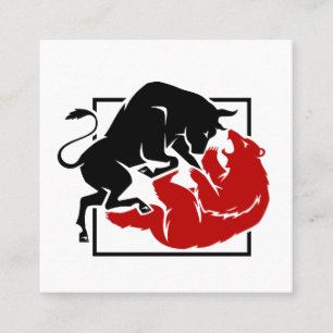 Investor Trading Bull and Bear Market Custom Square Business Card