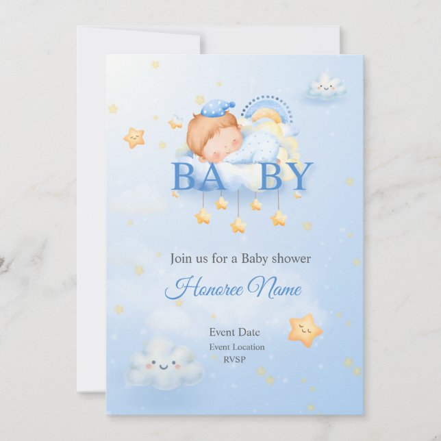 Inviation Card Blue Baby shower (Front)