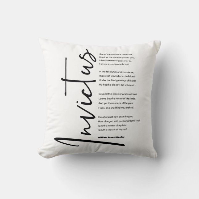 Invictus by William Earnest Henley Cushion (Front)