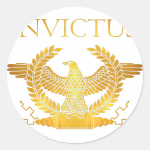 invictus golden eagle logo classic round sticker