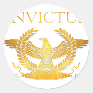 invictus golden eagle logo classic round sticker