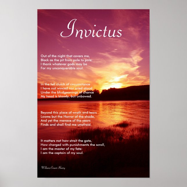 Invictus ~ Inspirational Poem Poster (Front)