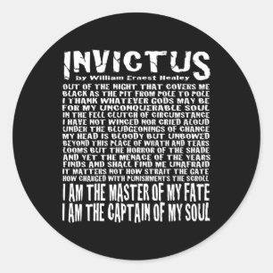 Invictus Poem Classic Round Sticker