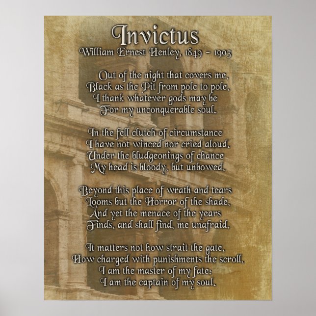 Invictus, prose on parchment look background poster (Front)