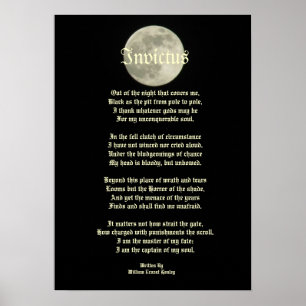 Invictus, Victorian poem on image of the moon Poster