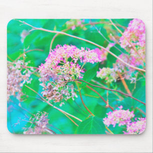 Invincibelle Spirit Hot Pink Hydrangeas on Aqua Mouse Mat
