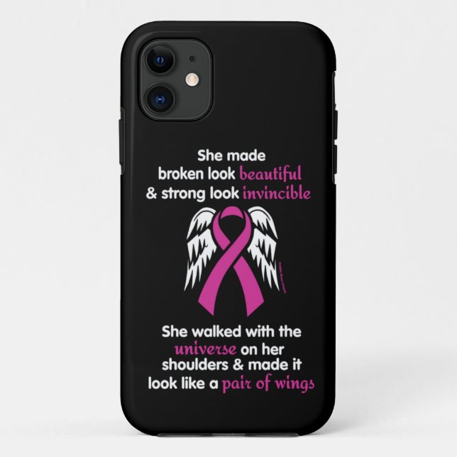 Invincible/Her...Breast Cancer Case-Mate iPhone Case (Back)