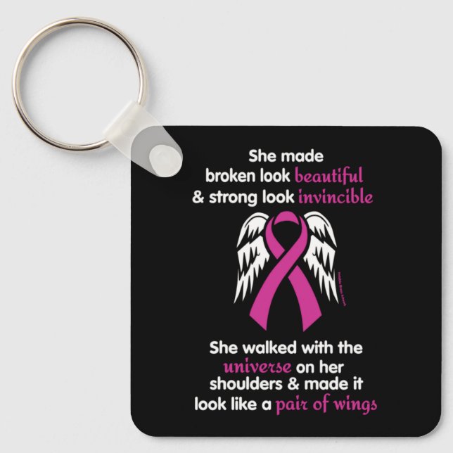 Invincible/Her...Breast Cancer Key Ring (Front)