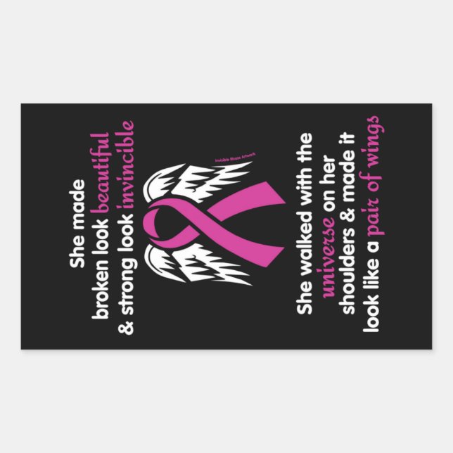 Invincible/Her...Breast Cancer Rectangular Sticker (Front)