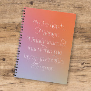 Invincible Summer Inspirational Quote Notebook