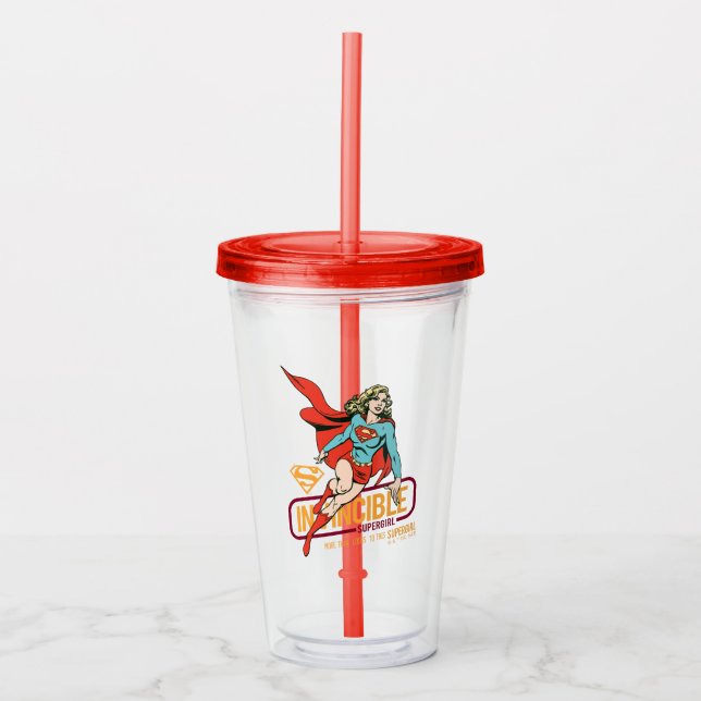 Invincible Supergirl Retro Graphic Acrylic Tumbler (Front)