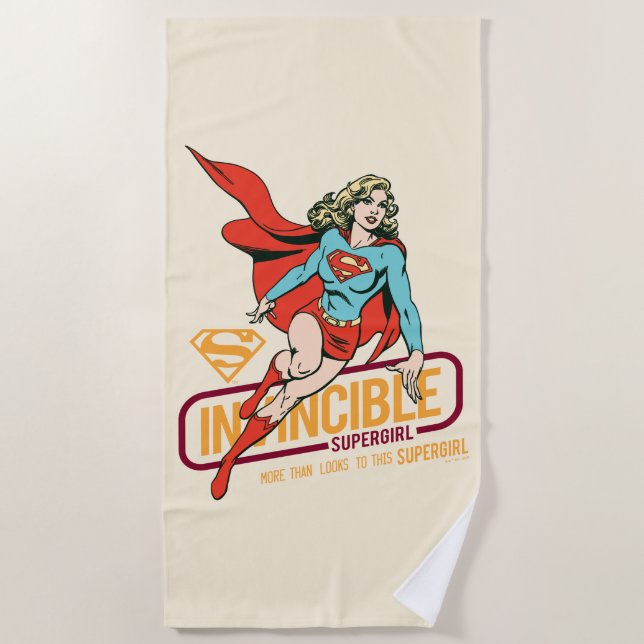 Invincible Supergirl Retro Graphic Beach Towel (Front)