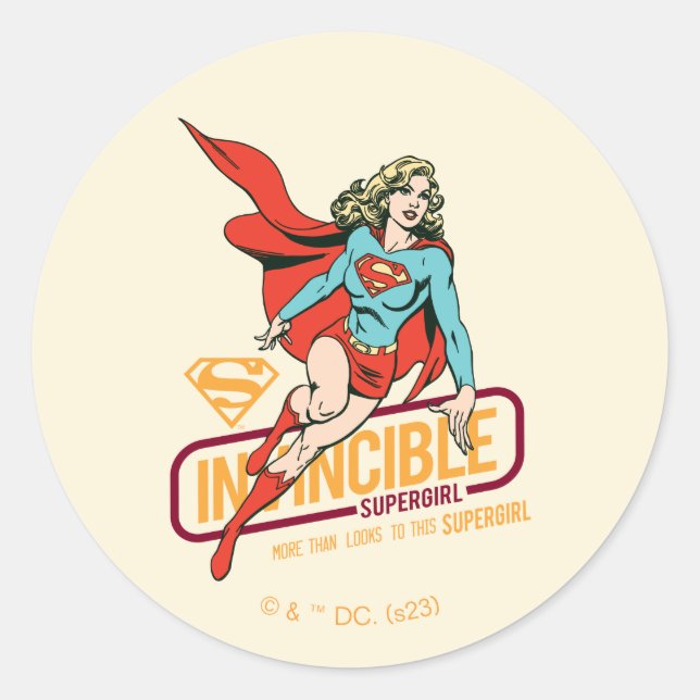 Invincible Supergirl Retro Graphic Classic Round Sticker (Front)