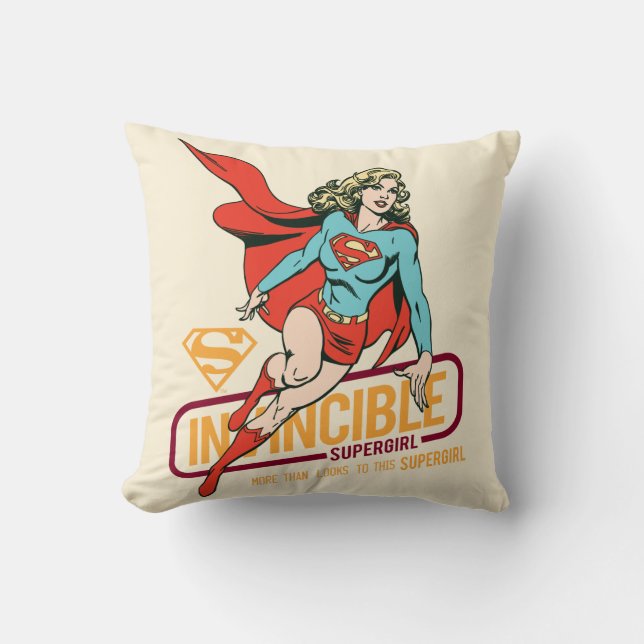 Invincible Supergirl Retro Graphic Cushion (Front)