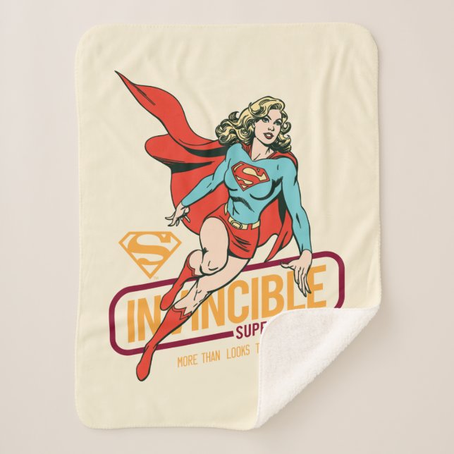 Invincible Supergirl Retro Graphic Sherpa Blanket (Front)