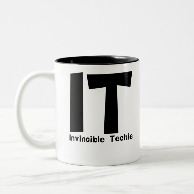 Invincible Techie Computer Information Technology. Two-Tone Coffee Mug (Left)