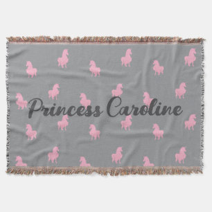 Invisible Pink Unicorn on Gray Throw Blanket