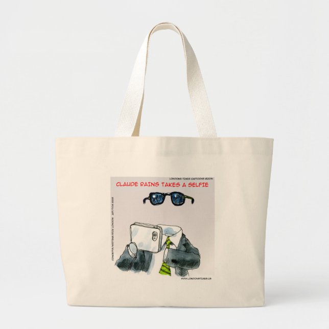 Invisible Selfie Funny Large Tote Bag (Front)