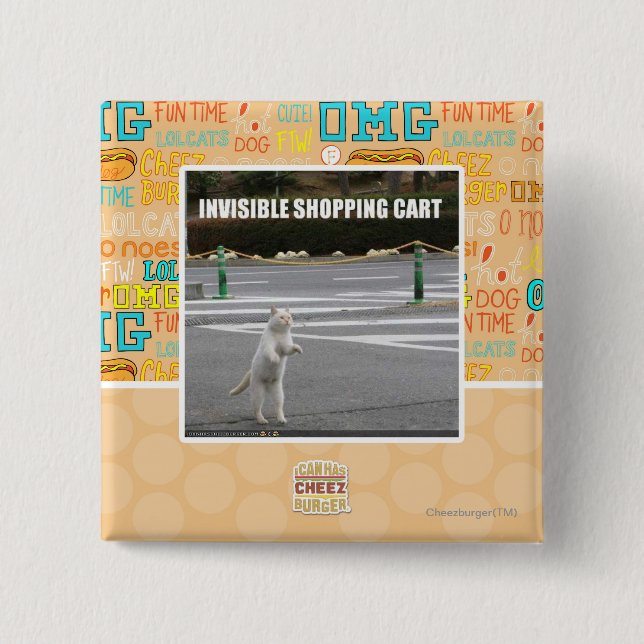 INVISIBLE SHOPPING CART 15 CM SQUARE BADGE (Front)