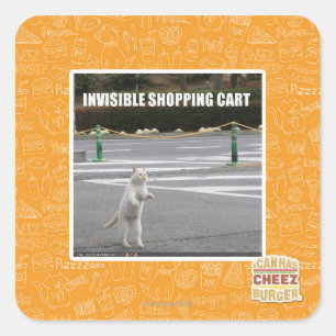 INVISIBLE SHOPPING CART SQUARE STICKER
