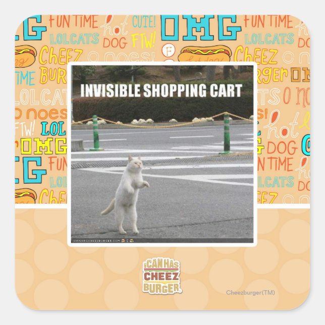 INVISIBLE SHOPPING CART SQUARE STICKER (Front)