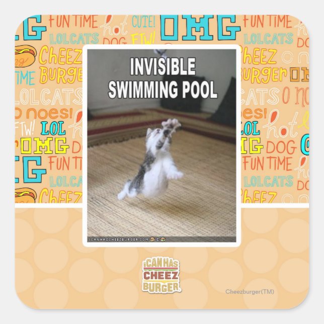 Invisible Swimming Pool Square Sticker (Front)