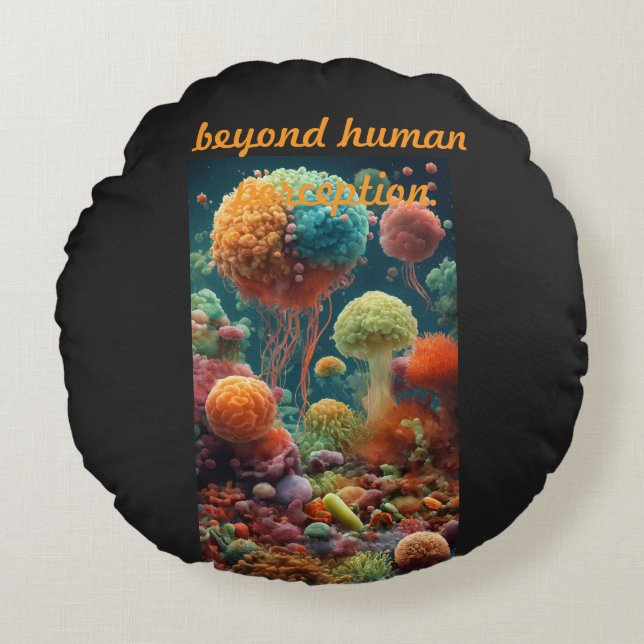 Invisible Worlds: 80 Million Bacteria T-Shirt Round Cushion (Front)