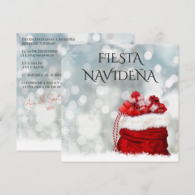Invitación A La Fiesta Navideña Festiva Invitation (Front/Back)