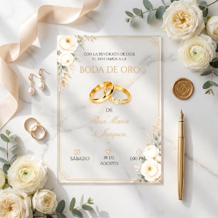 Invitación acrilica Elegante para Boda de Oro 50 Acrylic Invitations