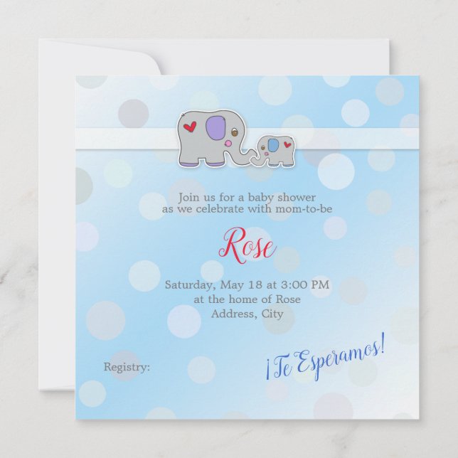 Invitación - Baby Shower - Baby Boy Invitation (Back)