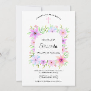 INVITACION BAUTIZO FLORAL INVITATION