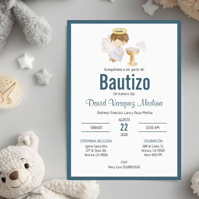 Invitacion Bautizo in Spanish Baptism Baby Boy Invitation (Creator Uploaded)