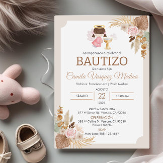 Invitacion Bautizo in Spanish Baptism Baby Girl Invitation
