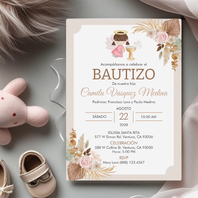 Invitacion Bautizo in Spanish Baptism Baby Girl Invitation (Creator Uploaded)