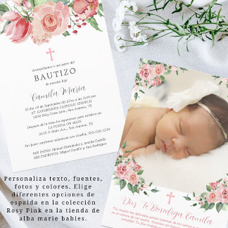 Invitación Bautizo Niña Spanish Baptism for Girls Invitation