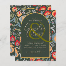 invitación bilingüe de boda de flores popular,