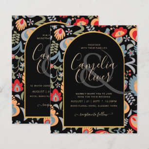 invitación bilingüe de boda de flores popular,