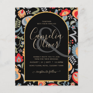 invitación bilingüe de boda de flores popular, flyer