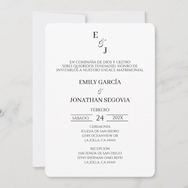 invitación blanco y negro minimalista invitation (Front)