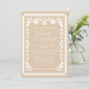Invitación Boda Mexicana Papel Picado Hacienda Invitation