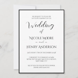 Invitación Boda Minimalista Blanco Y Negro Foto Invitation