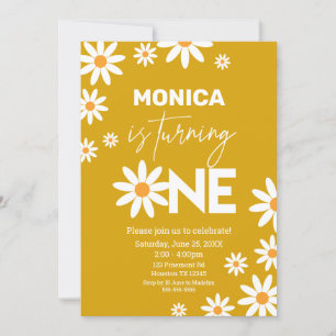 Invitación Boho Daisies One Birthday Party invita Invitation