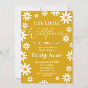 Invitación Boho Daisies Wildflower Birthday party Invitation