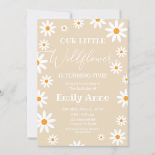 Invitación Boho Daisies Wildflower Birthday party  Invitation