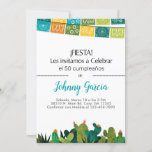 Invitación cactus bunting fiesta for male, hombre. invitation<br><div class="desc">Male birthday invitation. Cactuses and buntings.
Man birthday invite.
Size 5x7.
Spanish,  español.
For custom orders,  please contact me.
Thank you!</div>